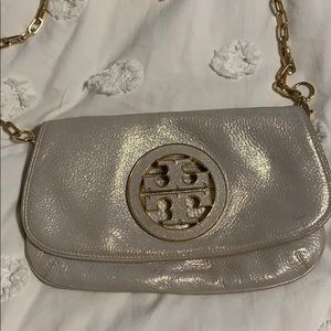 White Gold Tory Burch Cross Body Bag
